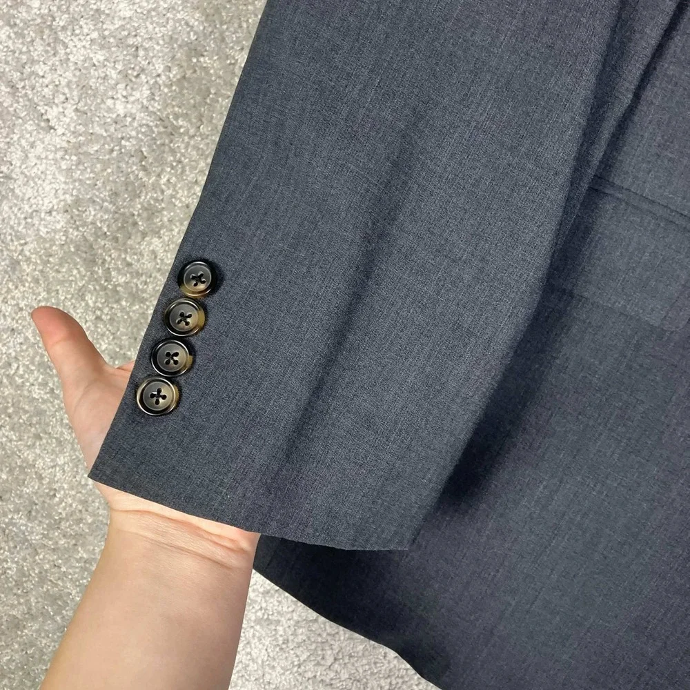 Brooks Brothers Suit Men 44L 37x29 Grey BrooksCool Fitzgerald Wool Blend